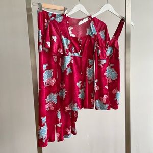 1970s Vintage Floral Three-Piece Lounge Pyjama Set